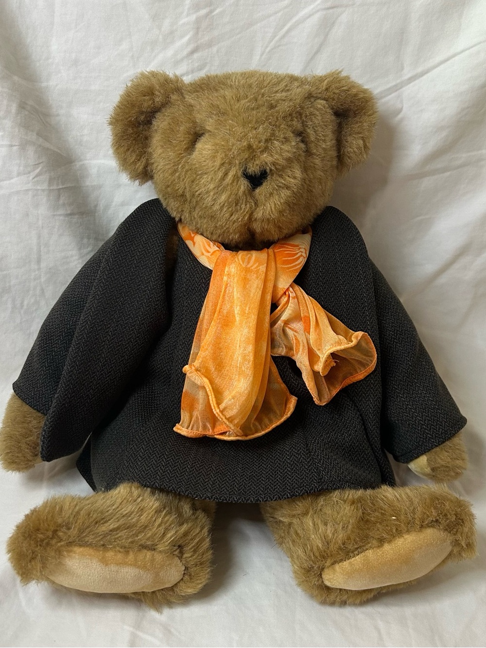 Vintage Vermont Teddy Bear 16" Jointed Executive Bear Herringbone Jacket